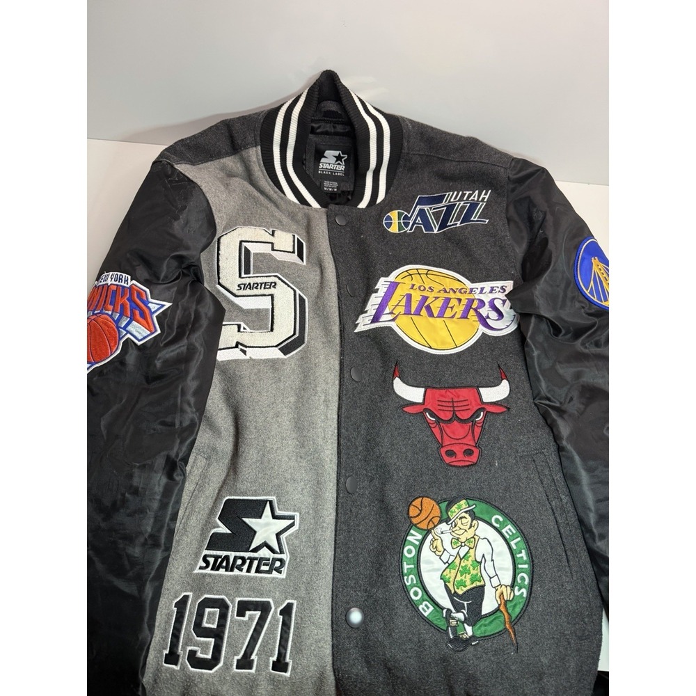 Starter Black Label NBA Patchs Bomber Jacket ‎ Men's Size Medium